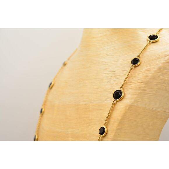 Kate Spade Crystal Confetti Necklace Chain Black Open Bezel Crystal Gold Tone 9J - Picture 6 of 12